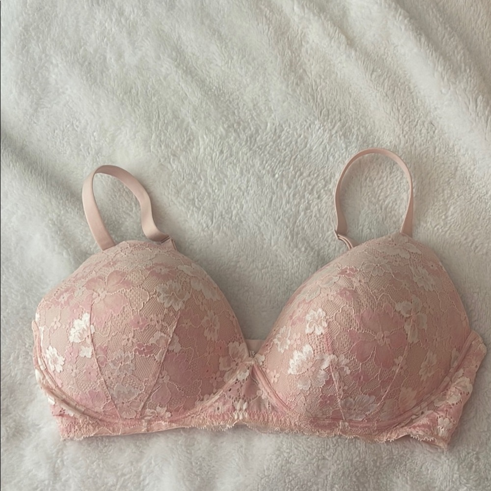 Light pink wireless lace nursing bra